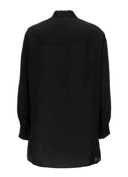 CELLULOSE LAWN STAND COLLAR SHIRT