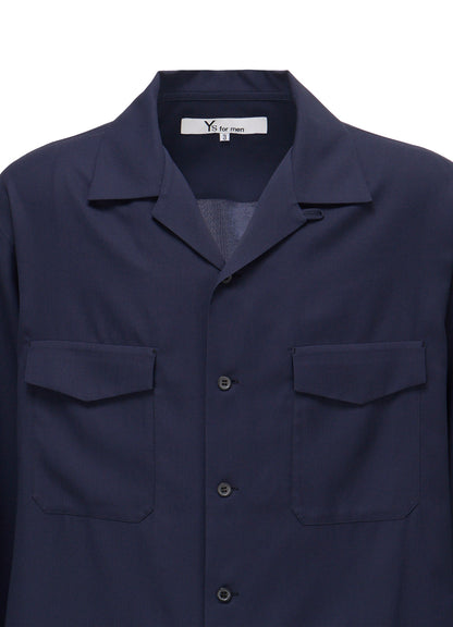 OPEN-COLLAR FLAP POCKET SHIRT