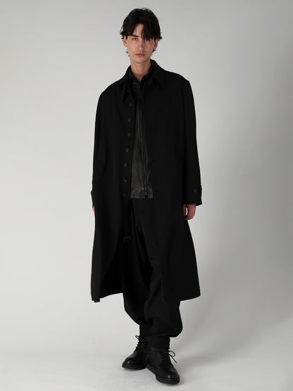 WOOL GABARDINE STAND COLLAR COAT