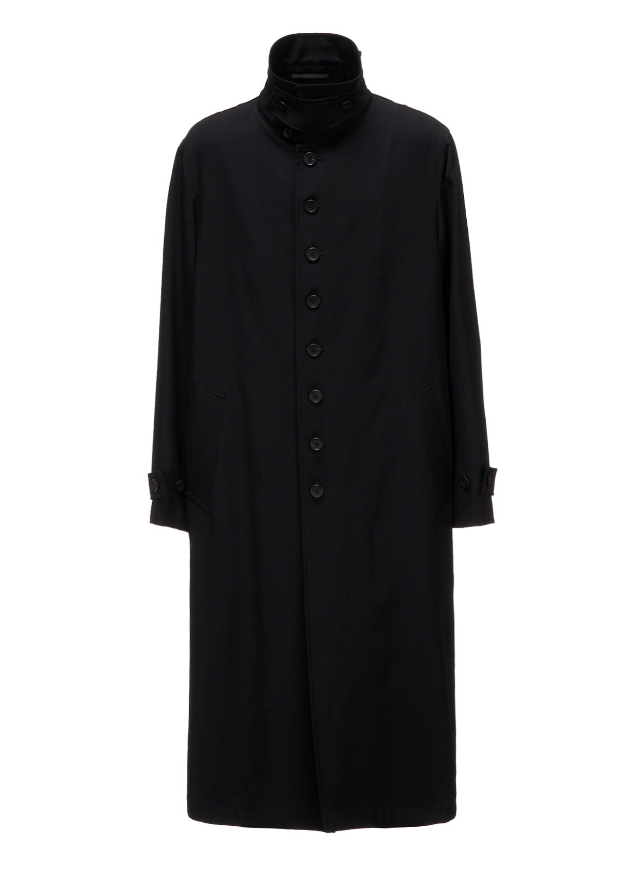 WOOL GABARDINE STAND COLLAR COAT