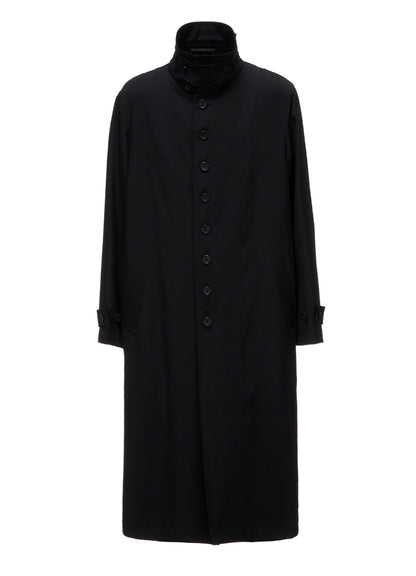 WOOL GABARDINE STAND COLLAR COAT