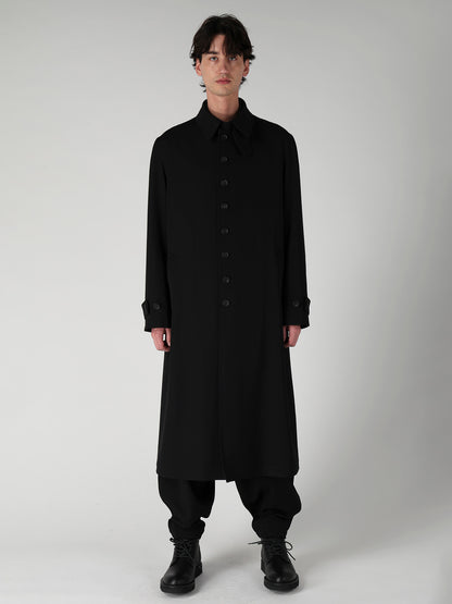 WOOL GABARDINE STAND COLLAR COAT