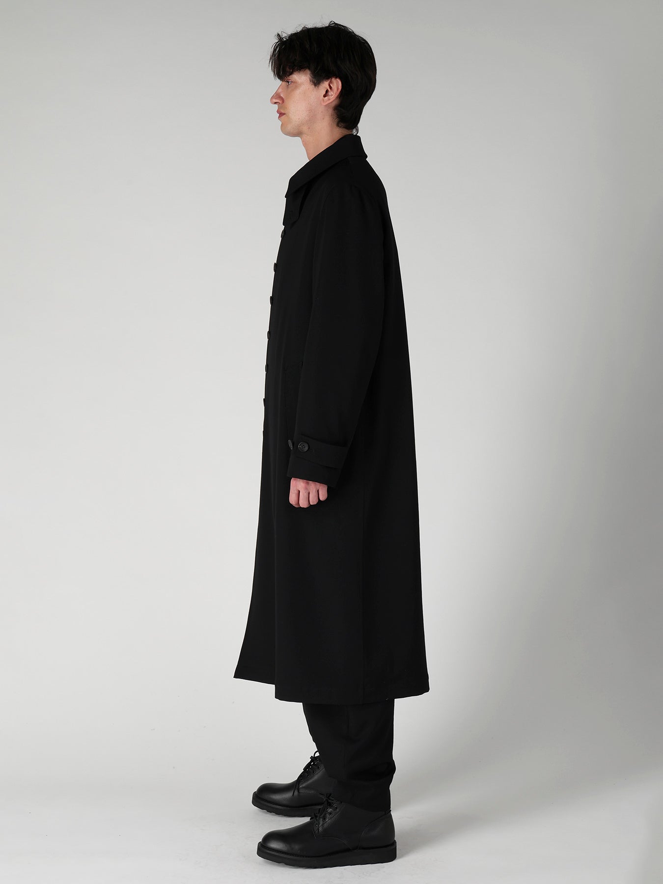 WOOL GABARDINE STAND COLLAR COAT