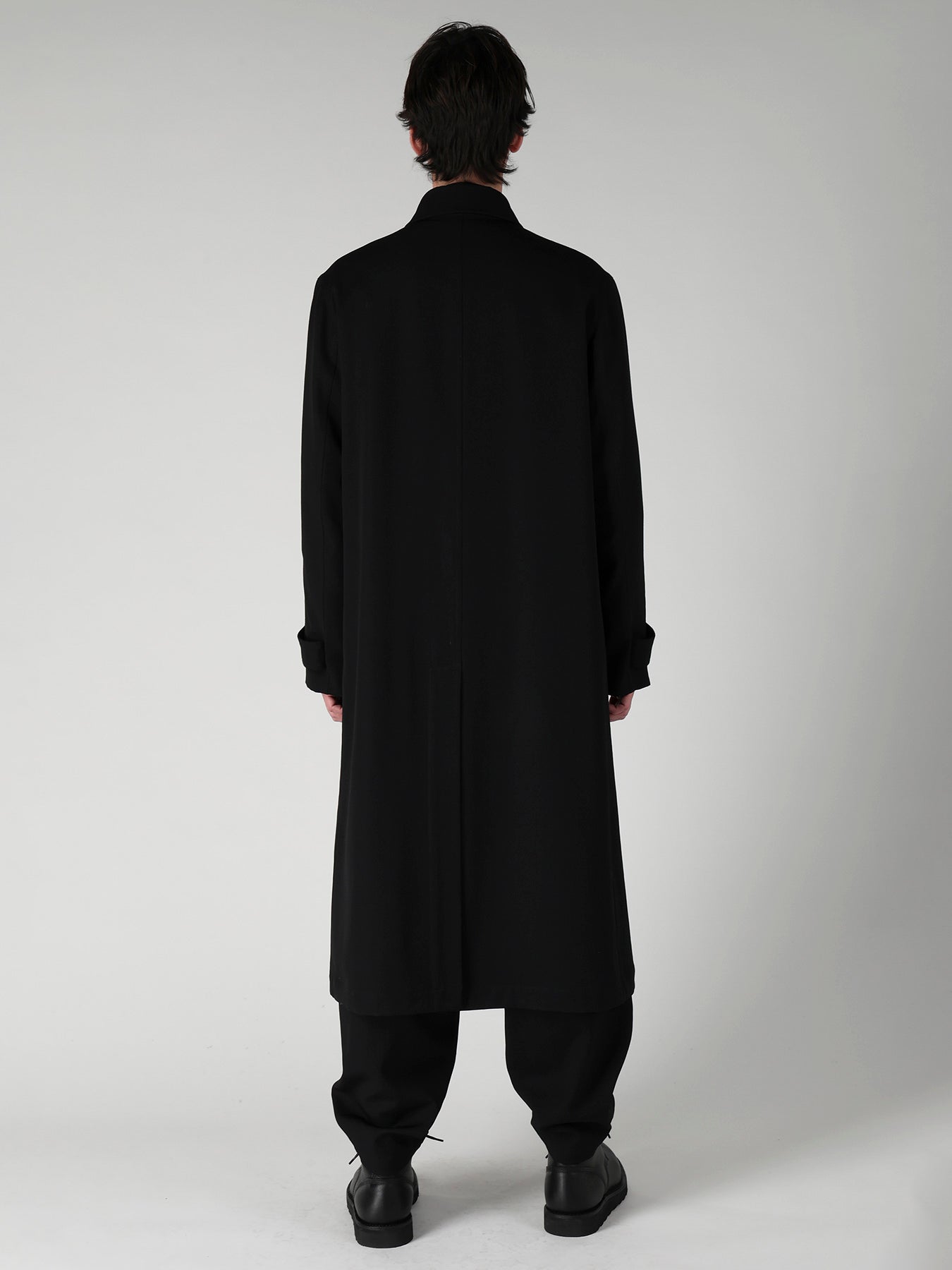 WOOL GABARDINE STAND COLLAR COAT