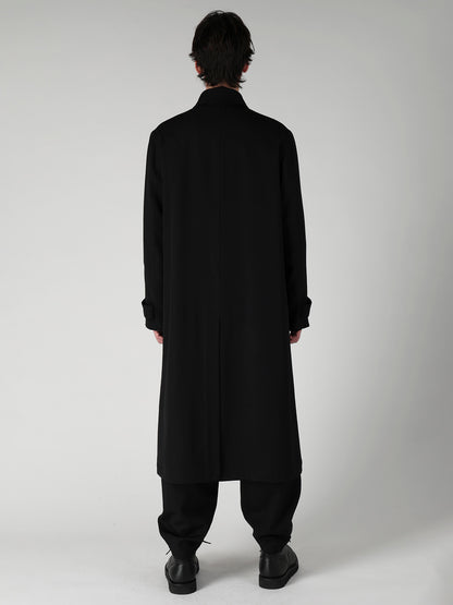 WOOL GABARDINE STAND COLLAR COAT