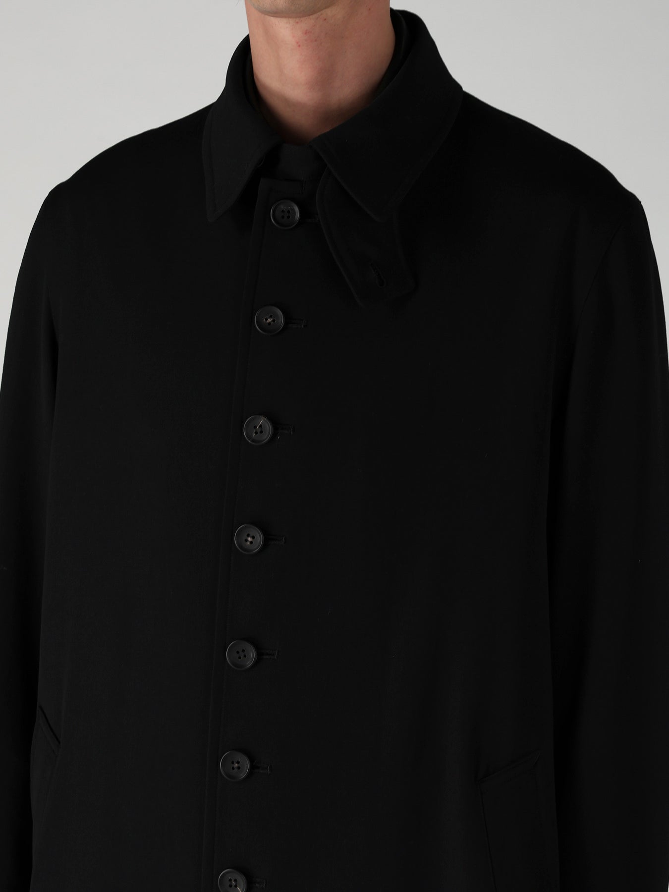 WOOL GABARDINE STAND COLLAR COAT