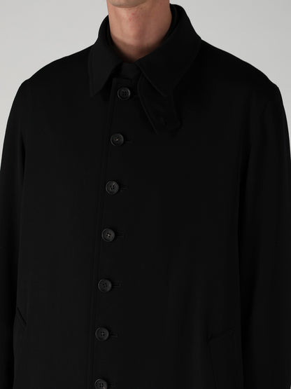 WOOL GABARDINE STAND COLLAR COAT