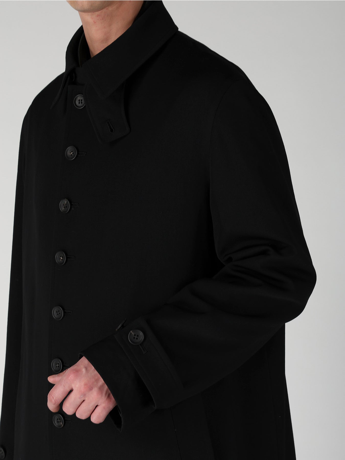 WOOL GABARDINE STAND COLLAR COAT