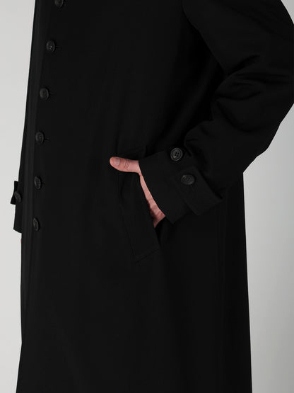 WOOL GABARDINE STAND COLLAR COAT