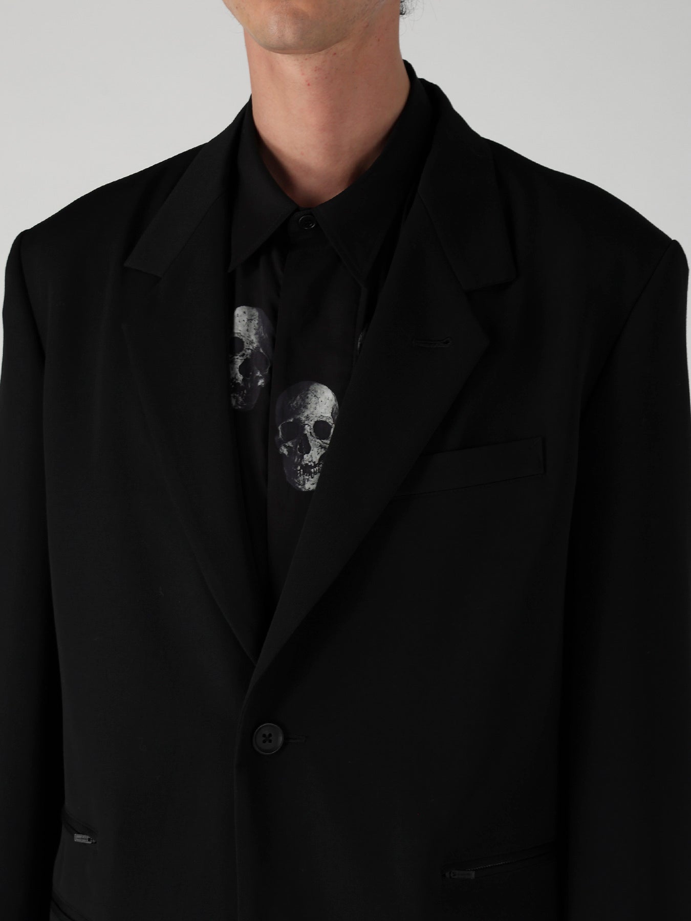 WOOL GABARDINE LEFT AND RIGHT CHANGE POCKET JACKET