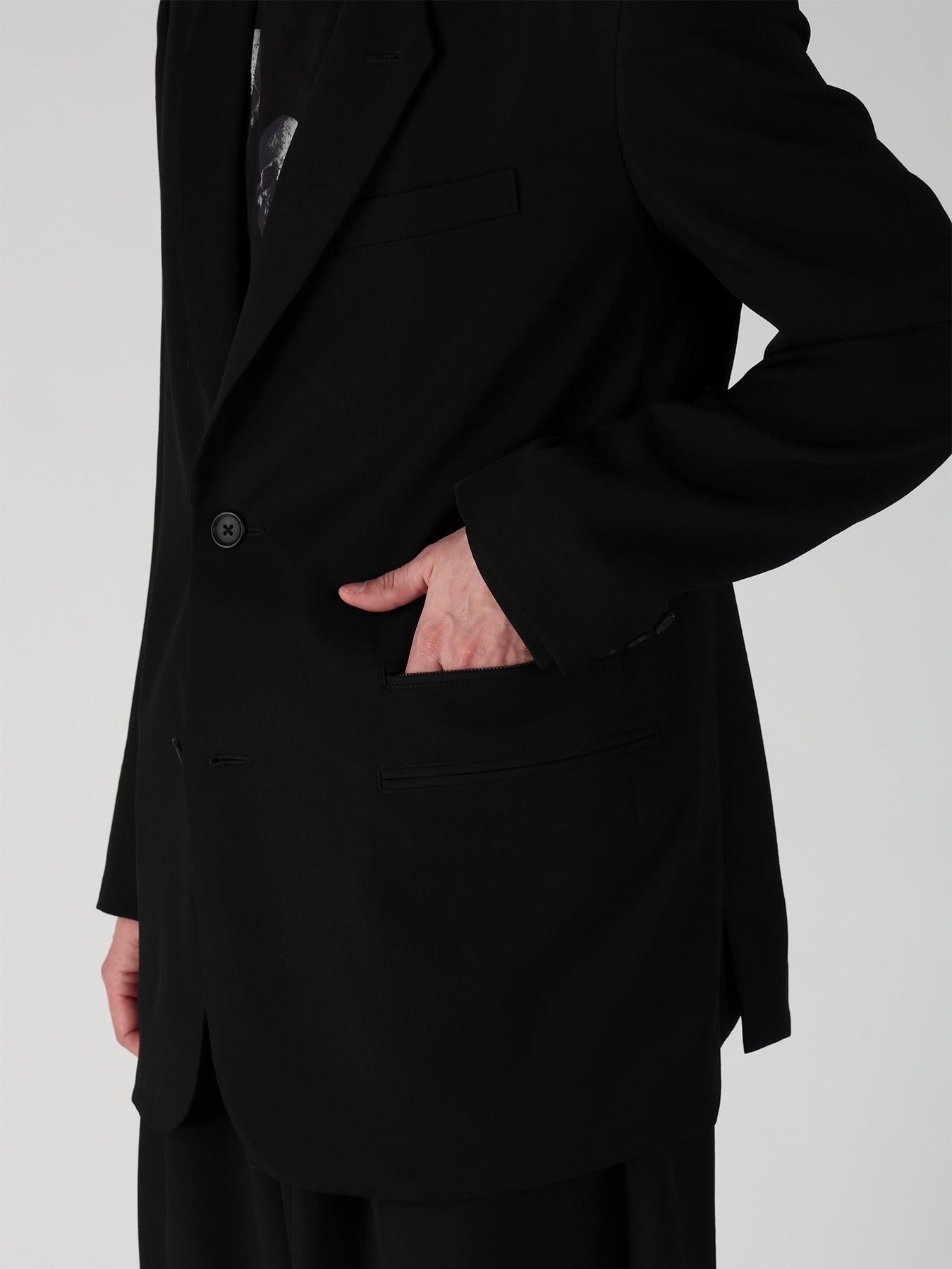 WOOL GABARDINE LEFT AND RIGHT CHANGE POCKET JACKET