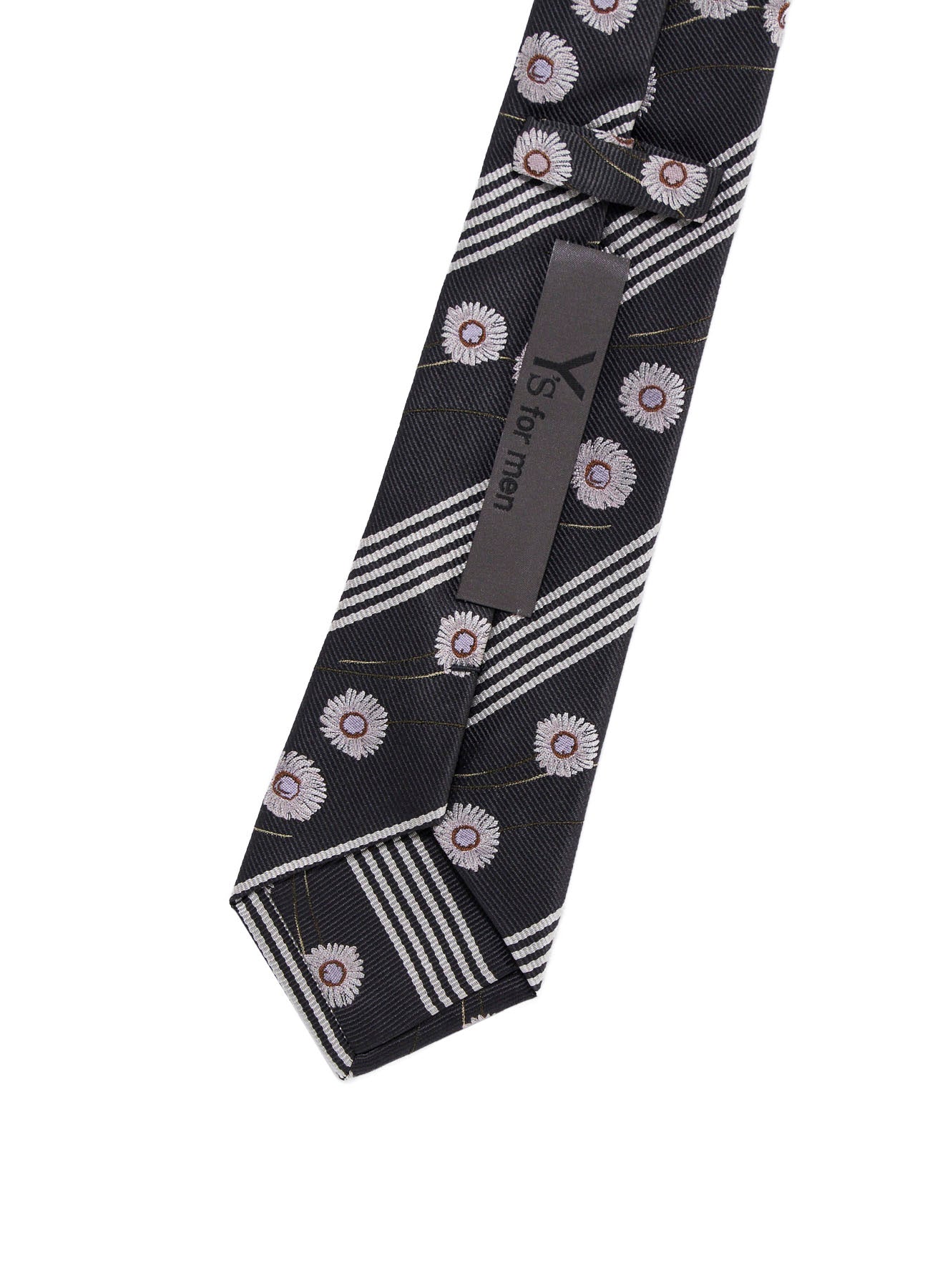 STRIPED FLORAL TIE – THE SHOP YOHJI YAMAMOTO