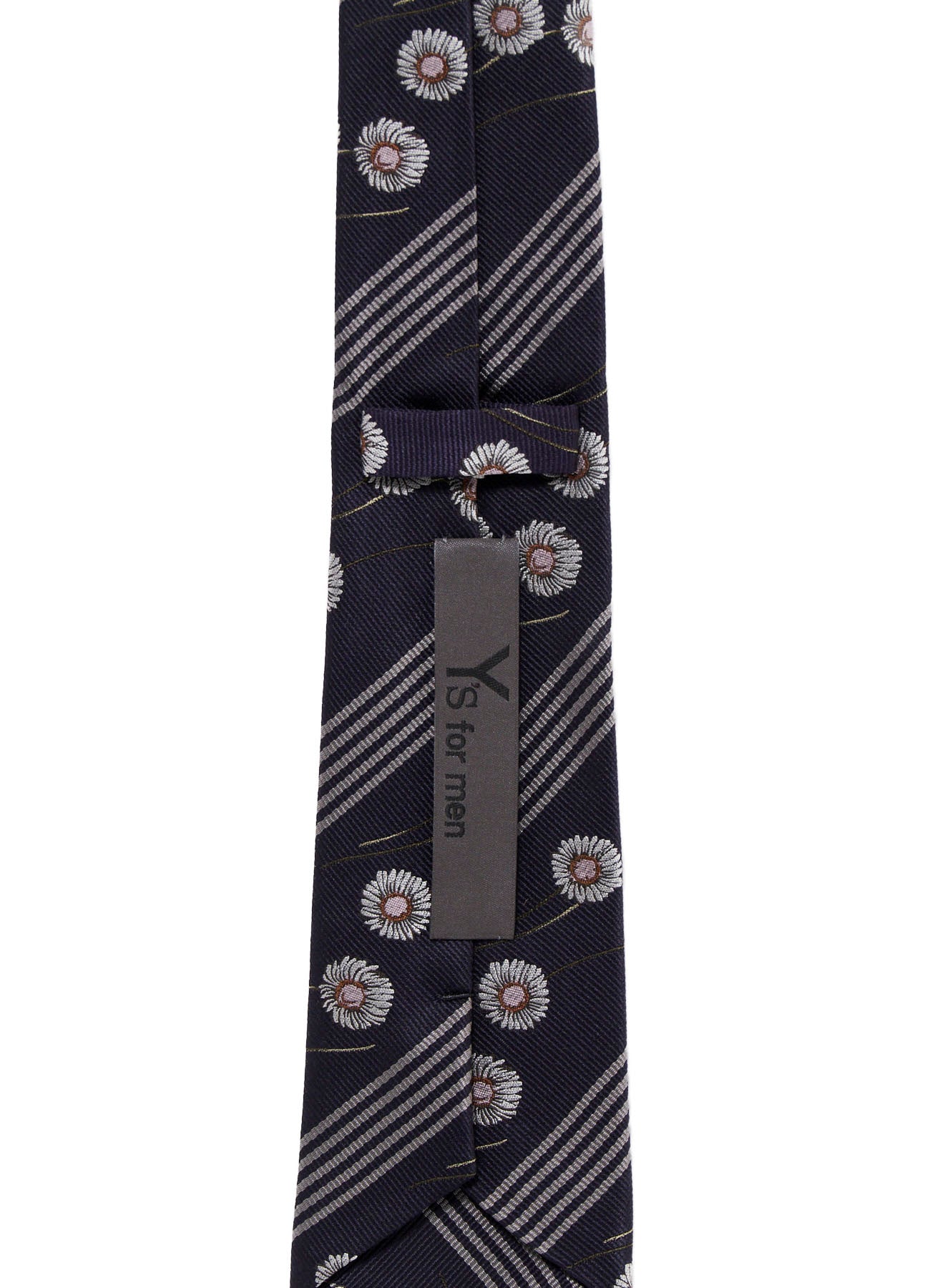 STRIPED FLORAL TIE – THE SHOP YOHJI YAMAMOTO