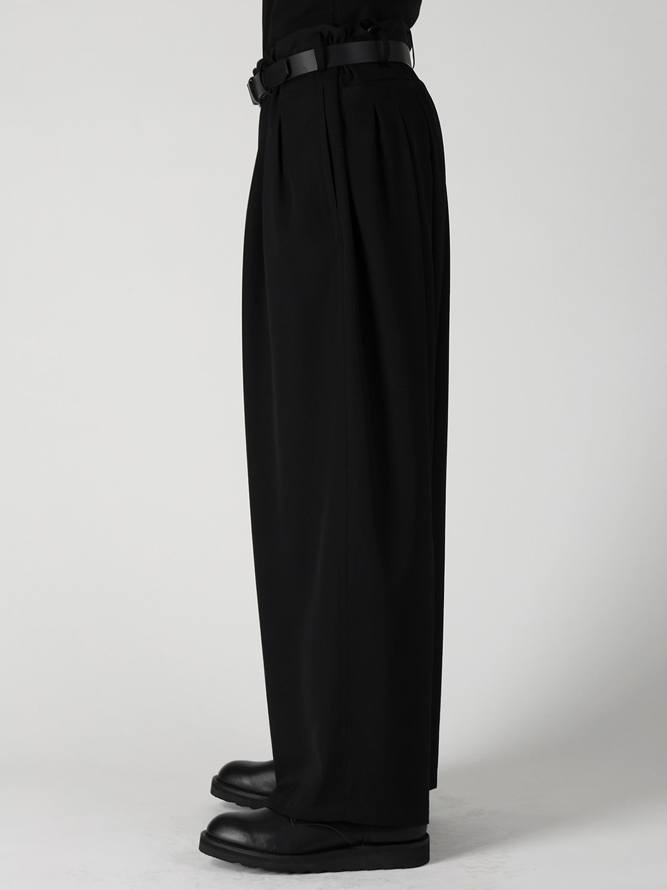 WOOL GABARDINE 12 TUCK PANTS