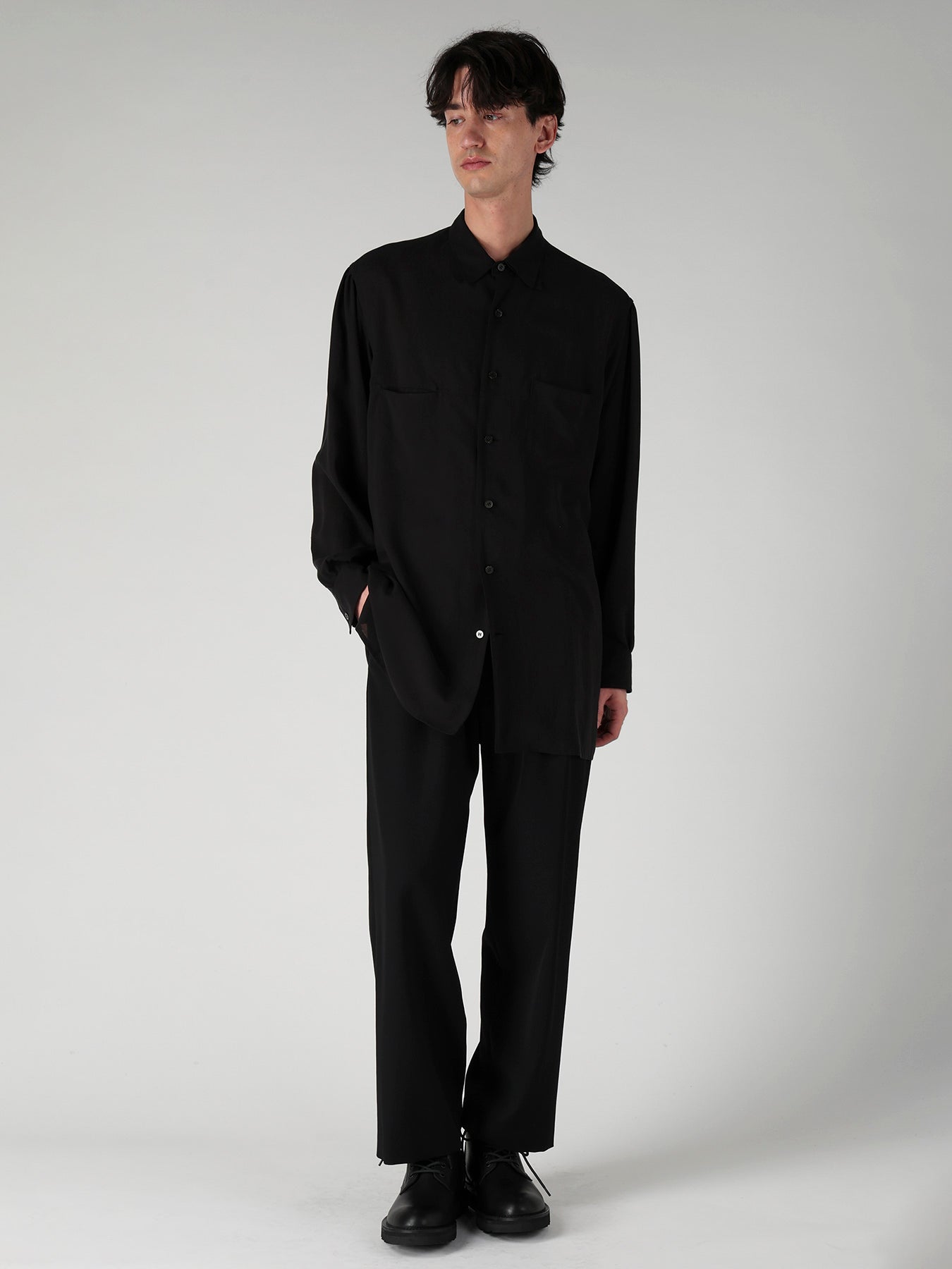 WOOL GABARDINE SUSPENDERS PANTS