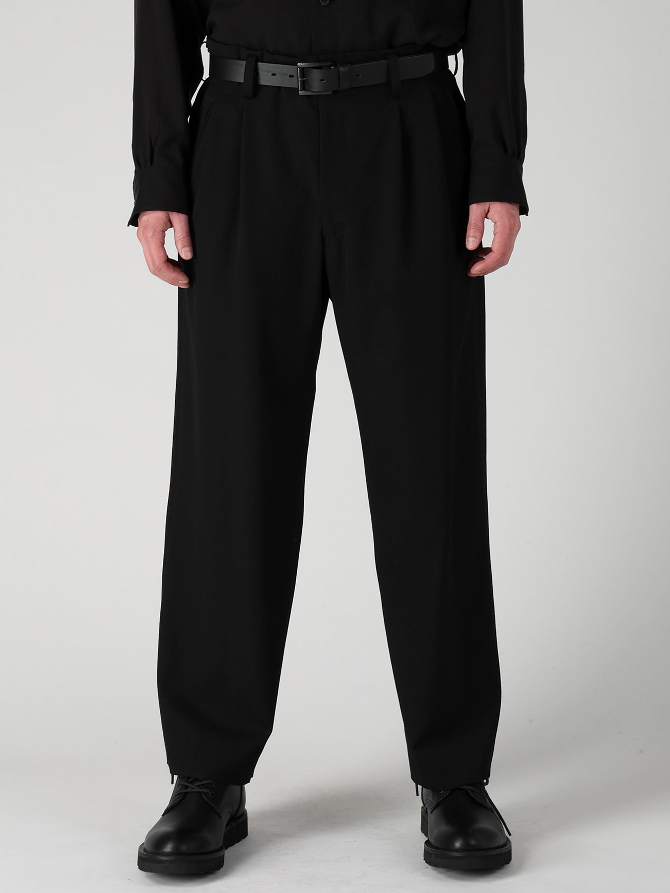WOOL GABARDINE SUSPENDERS PANTS
