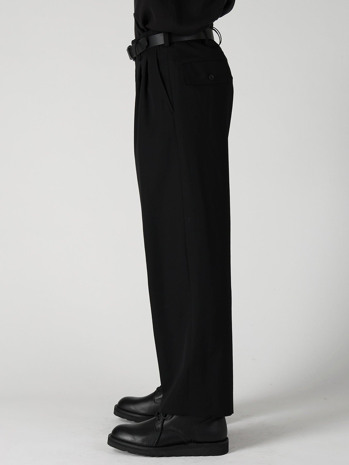 WOOL GABARDINE SUSPENDERS PANTS