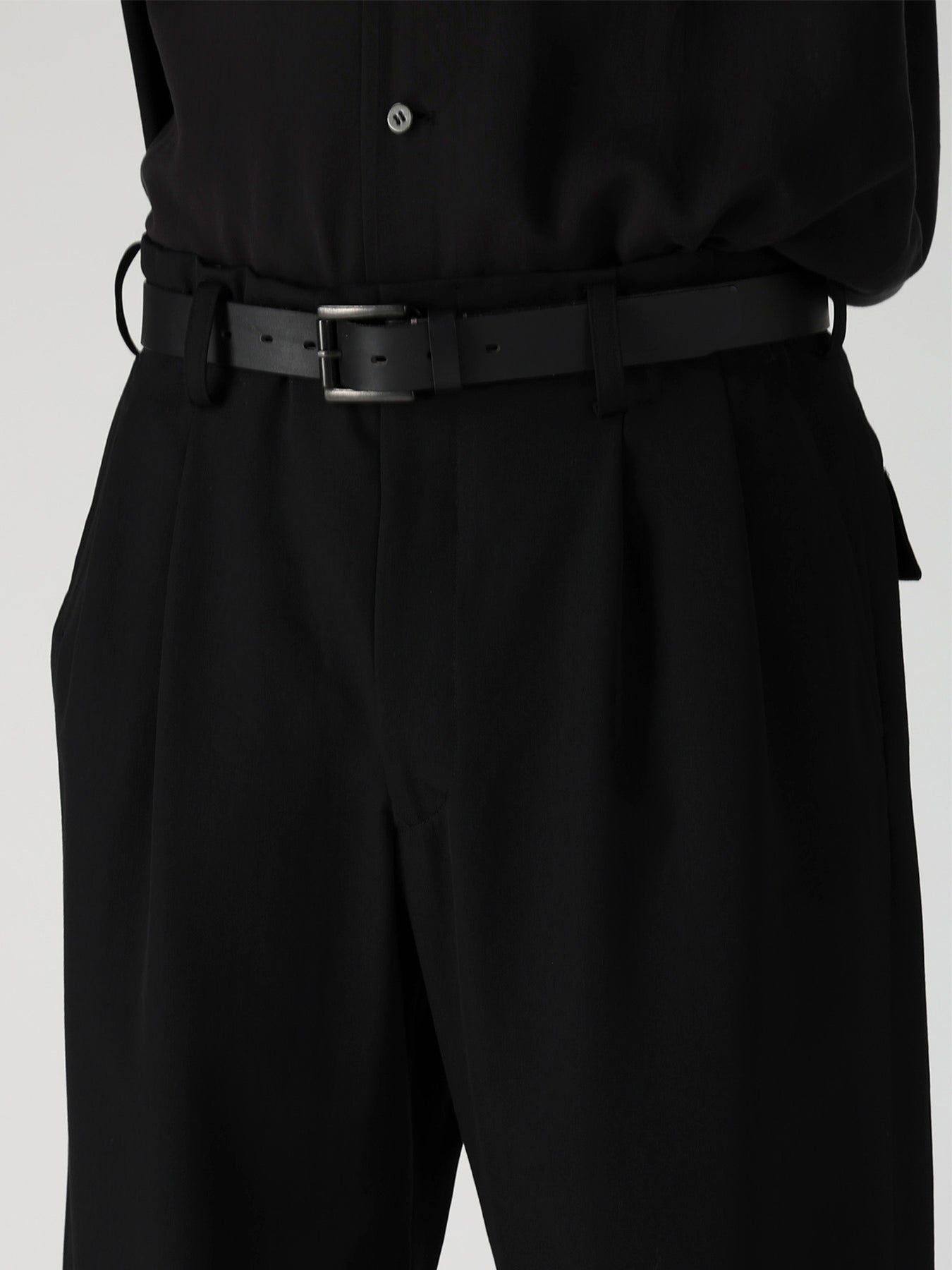 WOOL GABARDINE SUSPENDERS PANTS