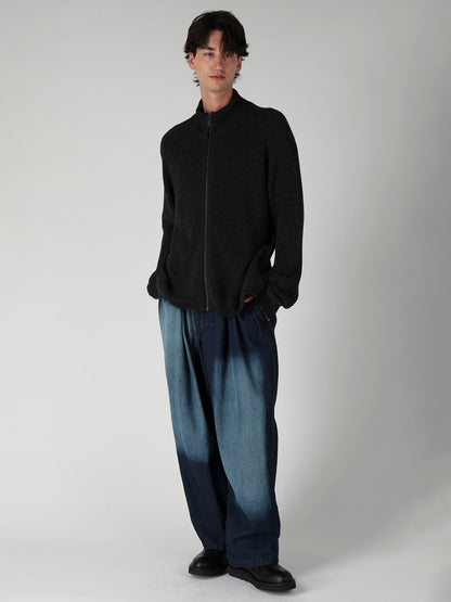SPOTTED DENIM 12 TUCKS PANTS