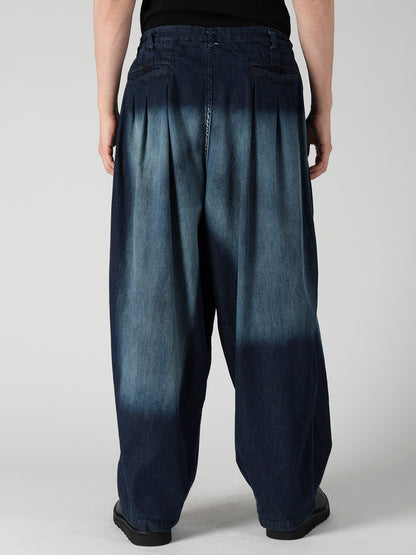 SPOTTED DENIM 12 TUCKS PANTS