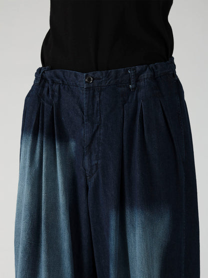 SPOTTED DENIM 12 TUCKS PANTS