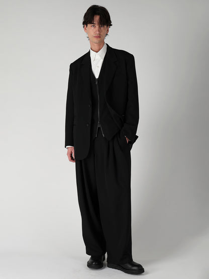 WOOL GABARDINE FRONT ZIP VEST