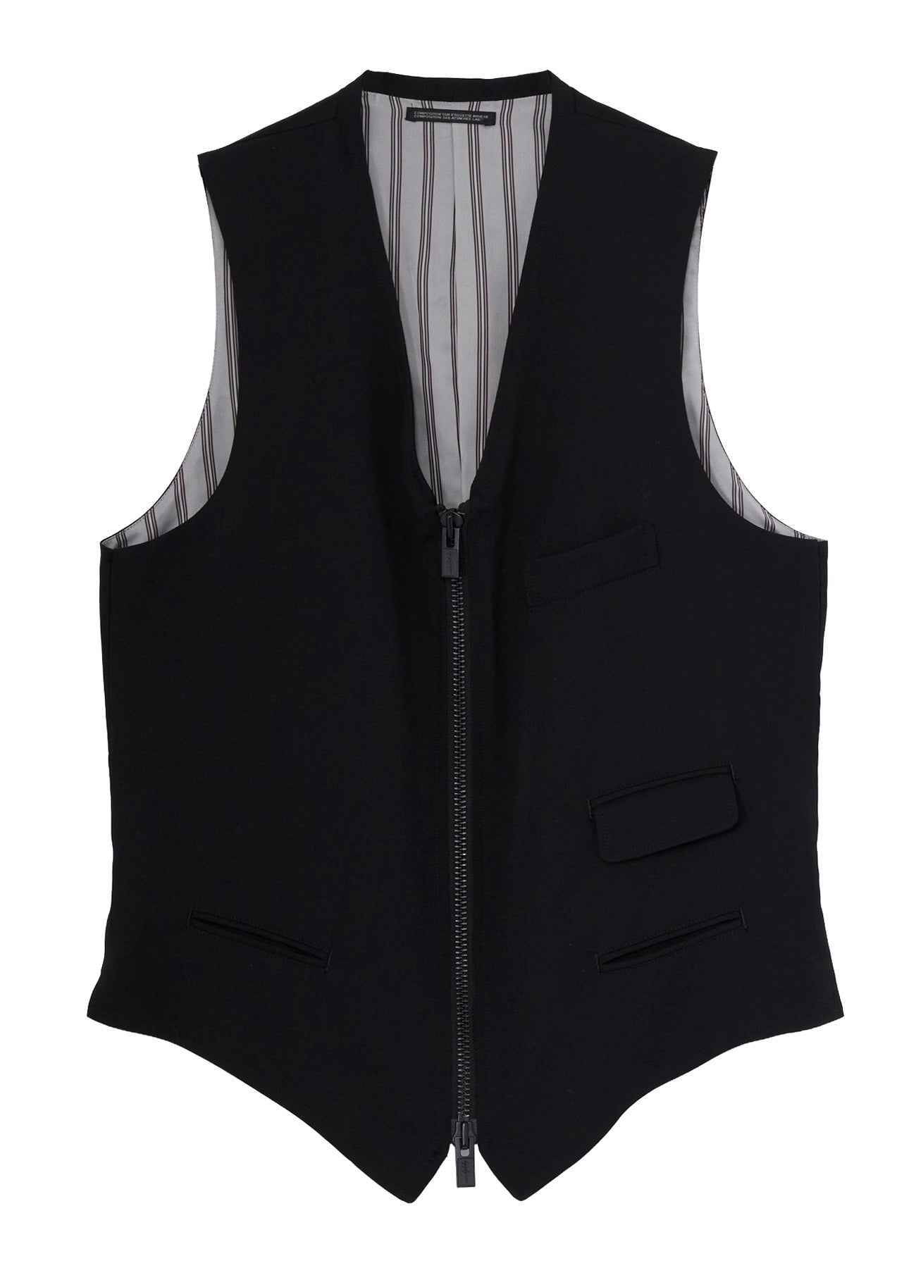 WOOL GABARDINE FRONT ZIP VEST