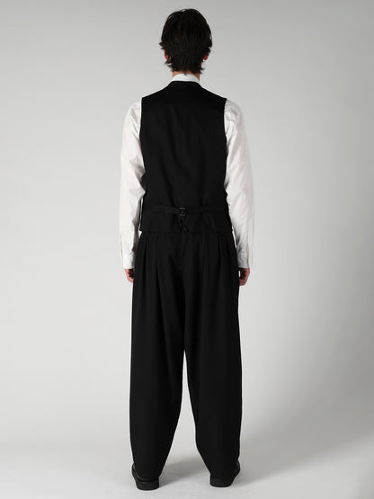 WOOL GABARDINE FRONT ZIP VEST