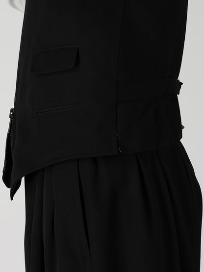 WOOL GABARDINE FRONT ZIP VEST