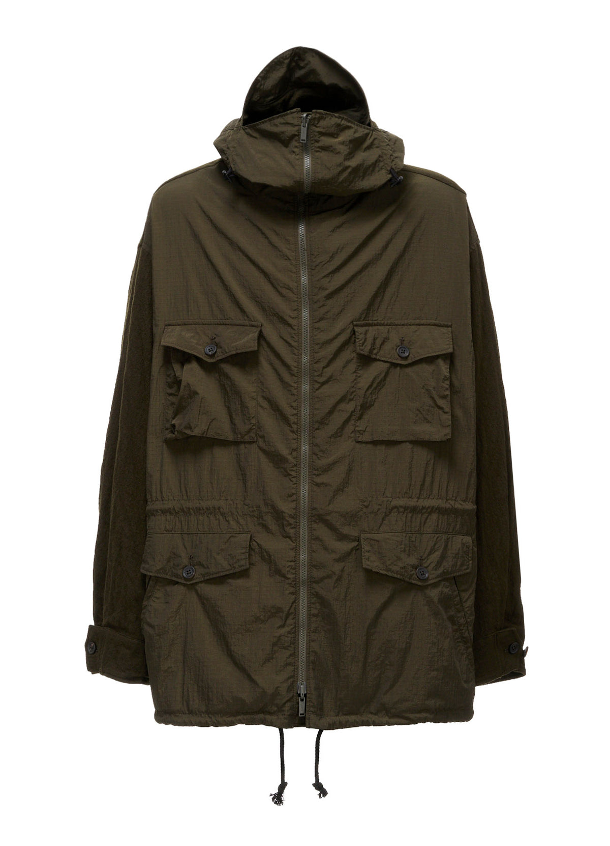 BRIM-DETAIL HOODED BLOUSON