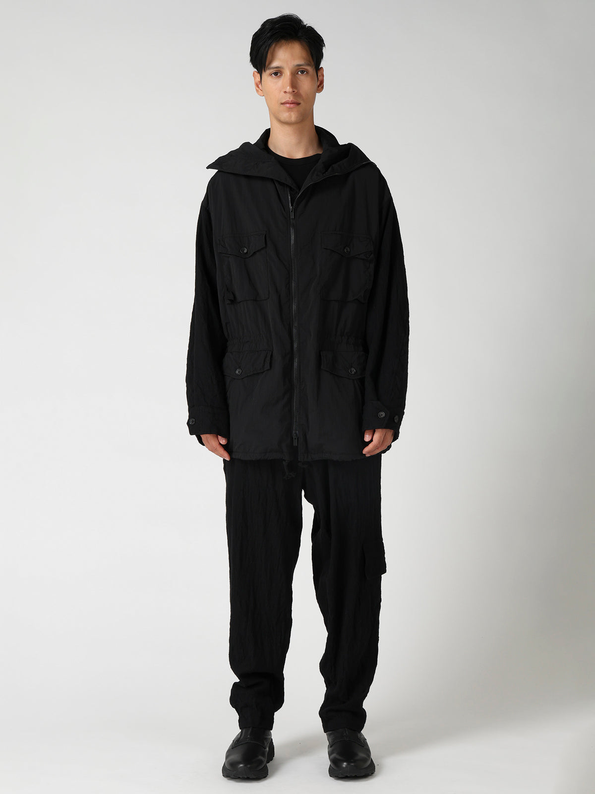 BRIM-DETAIL HOODED BLOUSON
