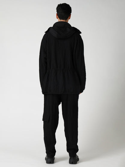 BRIM-DETAIL HOODED BLOUSON