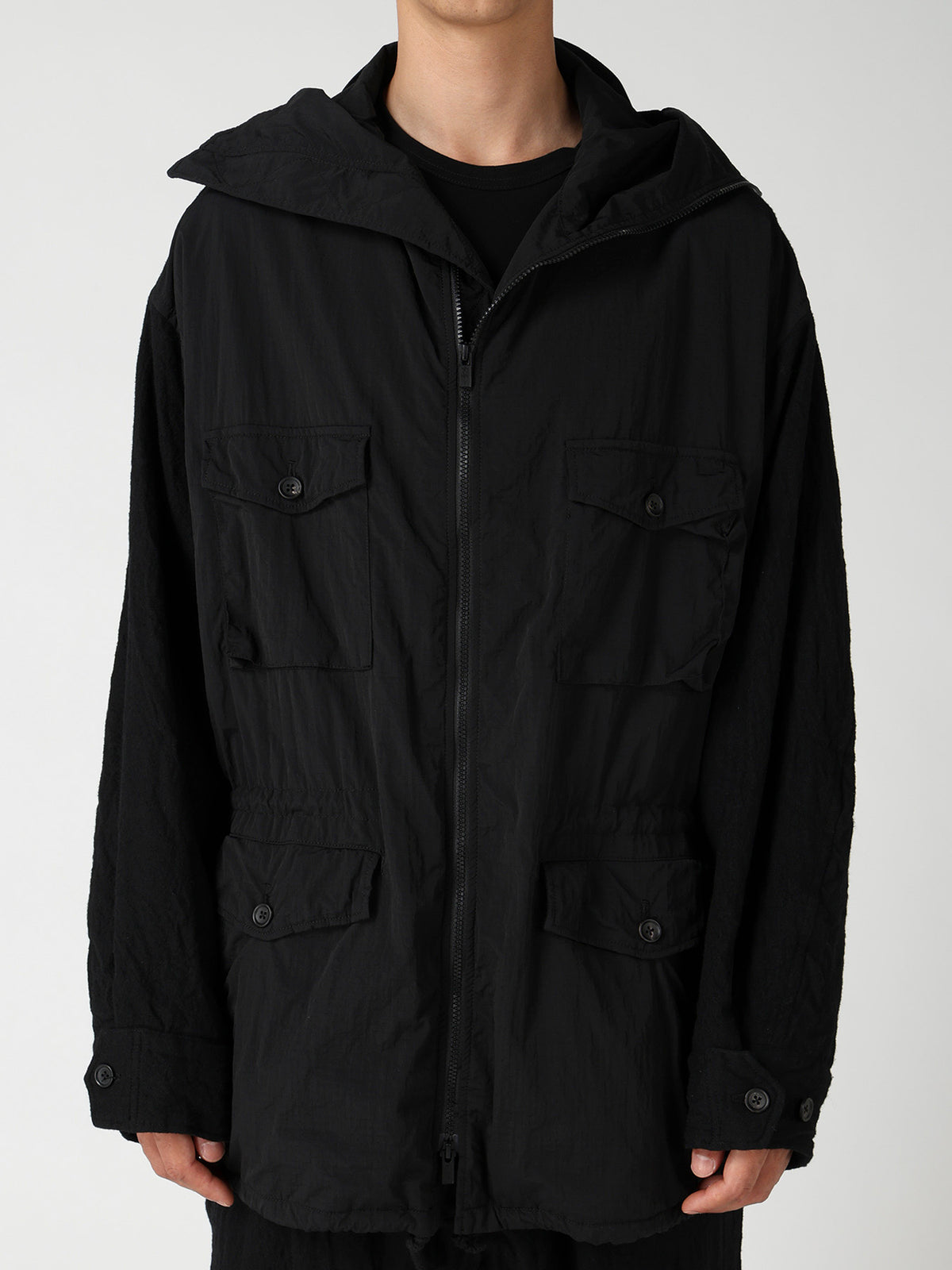 BRIM-DETAIL HOODED BLOUSON