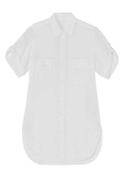 WHITE TENCEL POPLIN SAFARI SHIRT