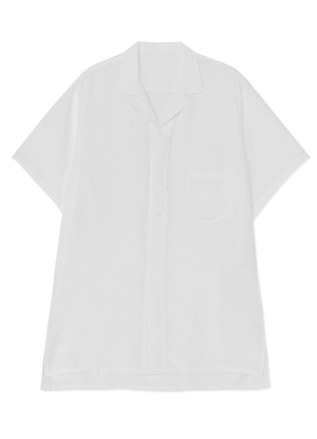 WHITE TENCEL POPLIN HALF-SLEEVE SHIRT WITH DECONSTRUCTED PLACKET