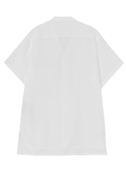 WHITE TENCEL POPLIN HALF-SLEEVE SHIRT WITH DECONSTRUCTED PLACKET