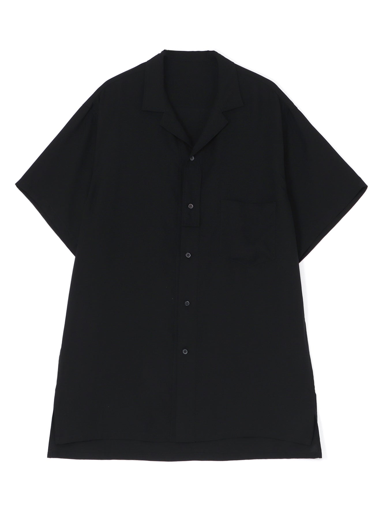 BLACK TENCEL POPLIN HALF-SLEEVE SHIRT WITH DECONSTRUCTED PLACKET