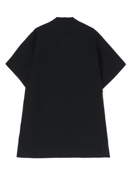 BLACK TENCEL POPLIN HALF-SLEEVE SHIRT WITH DECONSTRUCTED PLACKET