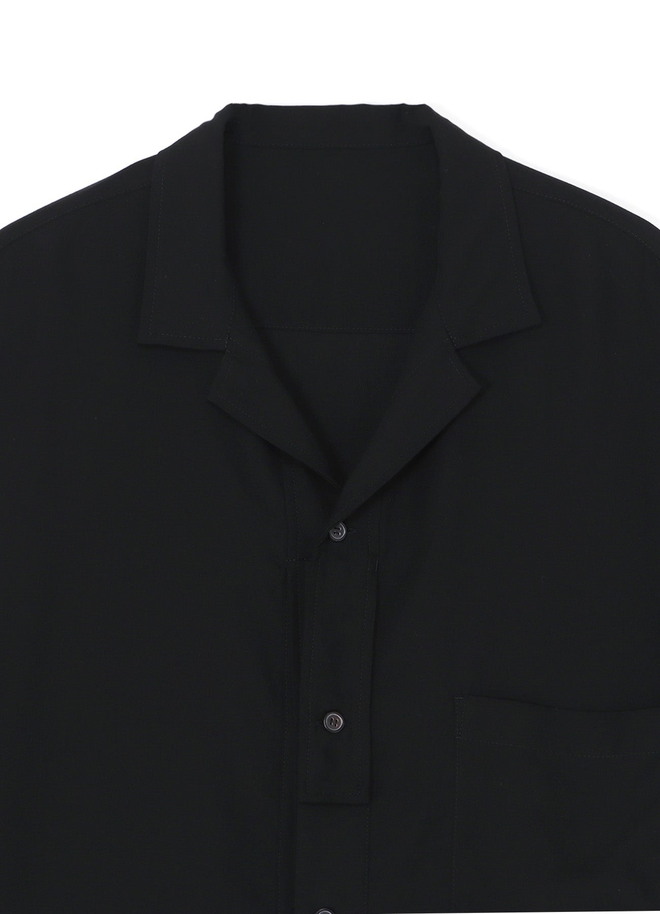 BLACK TENCEL POPLIN HALF-SLEEVE SHIRT WITH DECONSTRUCTED PLACKET