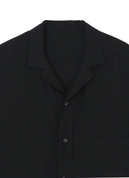 BLACK TENCEL POPLIN HALF-SLEEVE SHIRT WITH DECONSTRUCTED PLACKET