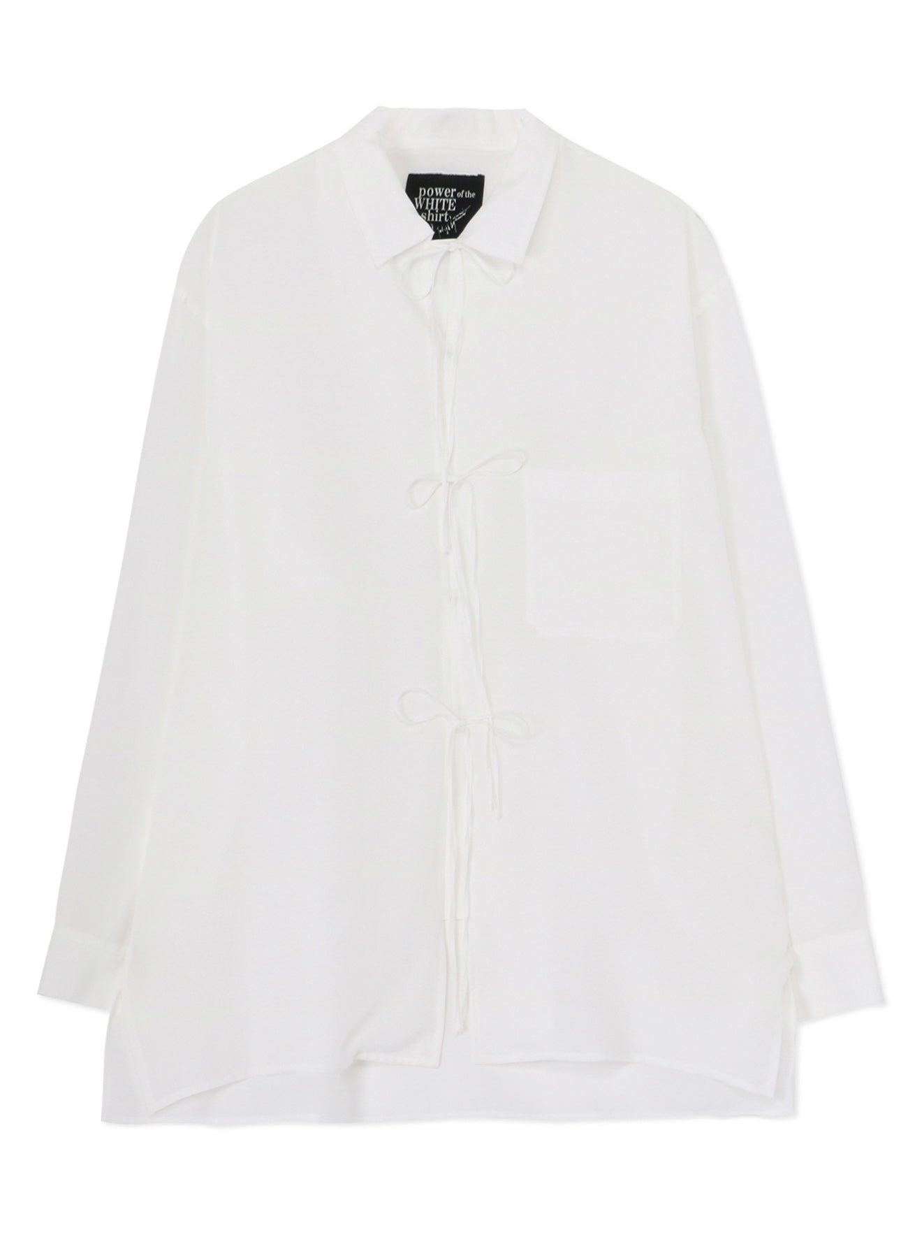 CELLULOSE LAWN OPEN COLLAR RIBBON SHIRT