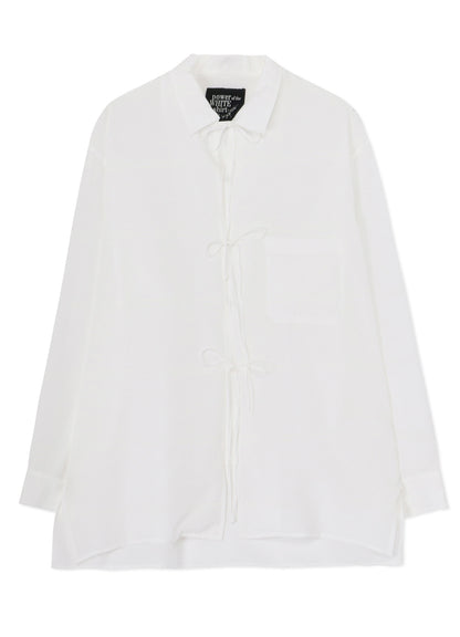 CELLULOSE LAWN OPEN COLLAR RIBBON SHIRT