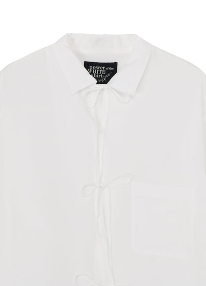 CELLULOSE LAWN OPEN COLLAR RIBBON SHIRT