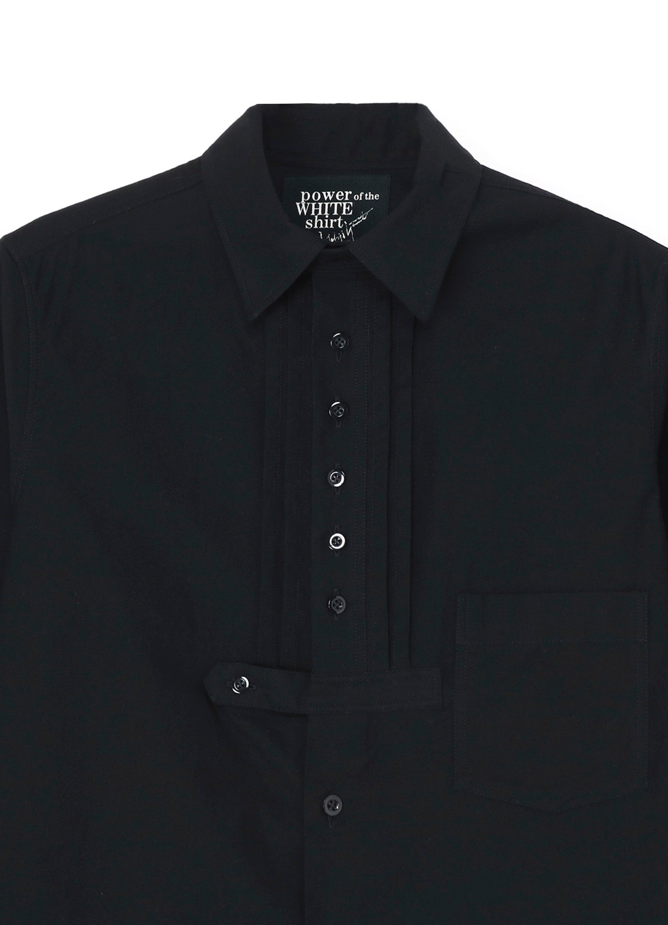 COTTON TWILL FRONT PLEATED DETAIL SHIRT