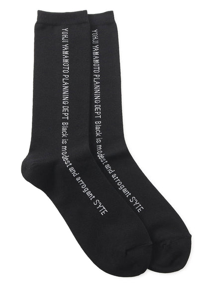 COTTON PLAIN STITCH「BLACK IS MODEST」LINE SOCKS