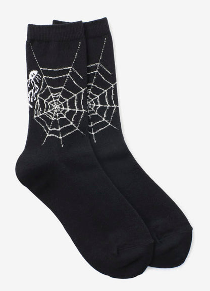 COTTON PLAIN STITCH SPIDER WEB SOCKS