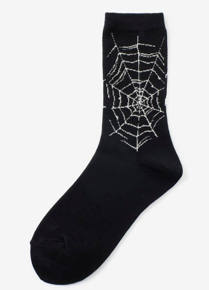 COTTON PLAIN STITCH SPIDER WEB SOCKS