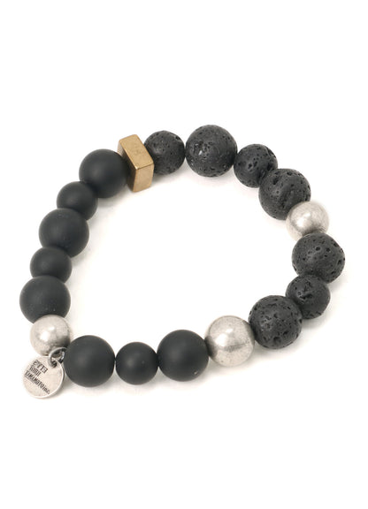 ONYX BEAD+LAVA STONE BRACELET