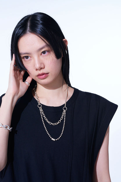 BRASS BALL CHAIN TWO-STRAND NECKLACE