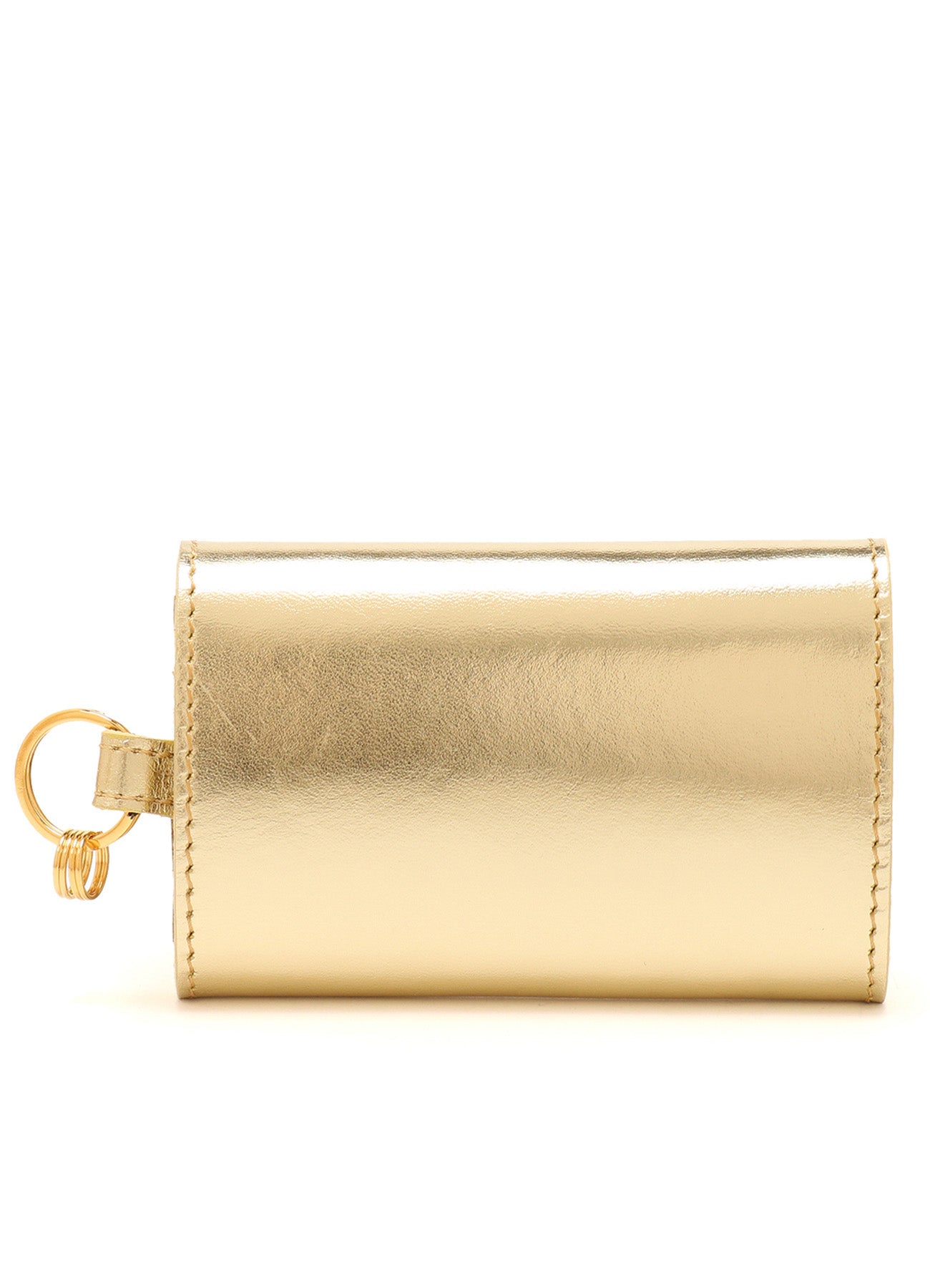 GOLD FOIL PRINT LEATHER TRI-FOLD MINI WALLET